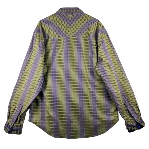 Robert Graham Shirt Mens 2XL Purple & Green Stripe Long Sleeve Button Down - Picture 2 of 7